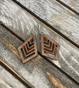 Walnut Wood Earrings - Chevron