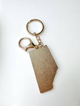 Alberta Black & Gold Enamel Mountain Keychain