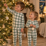 Christmas Checkered Gingham Viscose Bamboo Zipper Romper