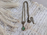 Aventurine Necklace | Vintage Brass Pendant