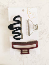 Festive Claw Clip Trio *Black