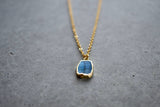 Labradorite Tiny Rectangle Gold Necklace