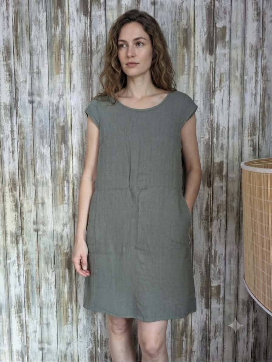 Linen Dress with Stretchy Sides