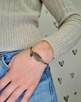 Feather + Pine Cone Mixed Metal Bracelet