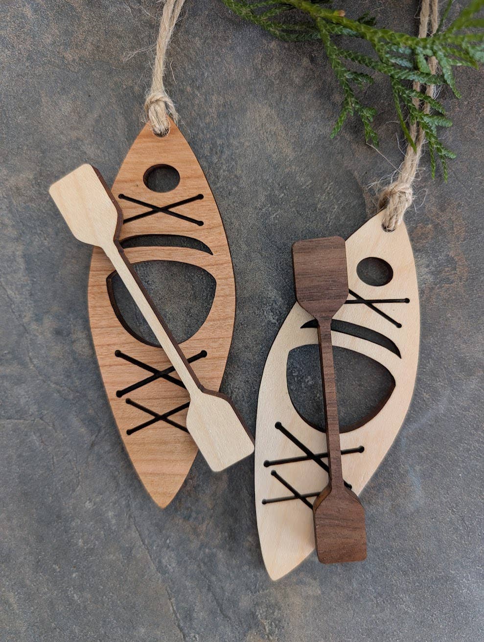 Wood Kayak Ornament – Handcrafted Canada Souvenir Christmas
