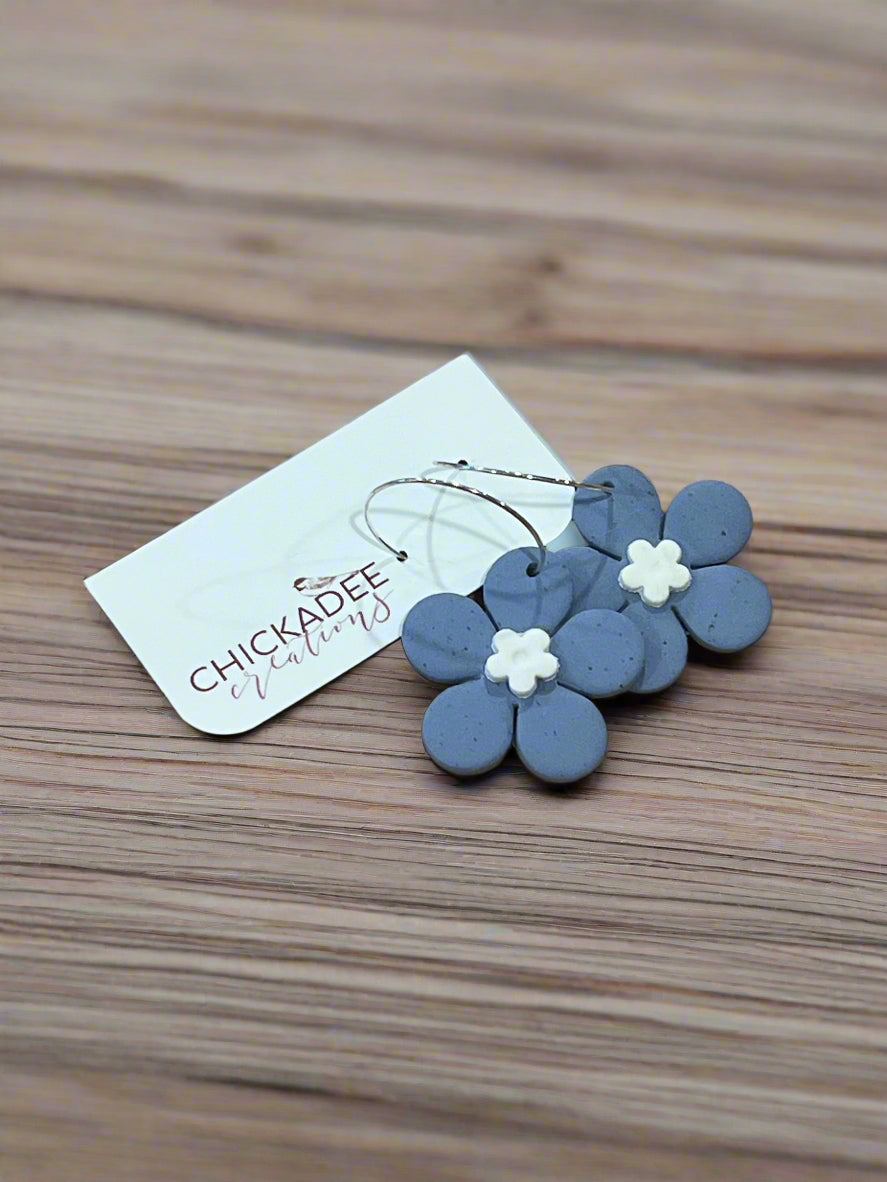 Flower Power Hoop Clay Earrings