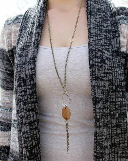 Ebb & Flow Stone Necklace: Antique silver