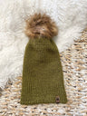 Knit Beanie Toque with Fur Pom Pom