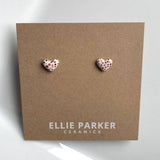 Polka Dot Ceramic Studs | Silver & Gold Dusty Pink Heart