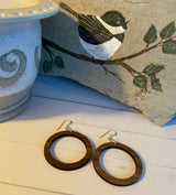 Walnut Wood Earrings - Open Circle