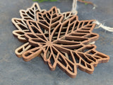 Maple Leaf Cutout Ornament - Canada Wood Souvenir, Christmas: Cherry Wood
