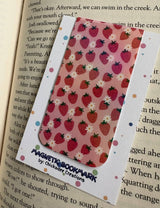 Strawberries holographic magnetic bookmark