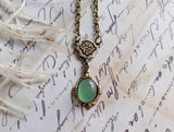 Aventurine Necklace | Vintage Brass Pendant