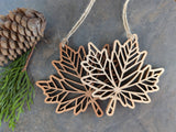 Maple Leaf Cutout Ornament - Canada Wood Souvenir, Christmas: Cherry Wood