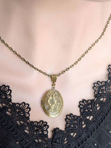 Floral Embossed Oval Locket Necklace