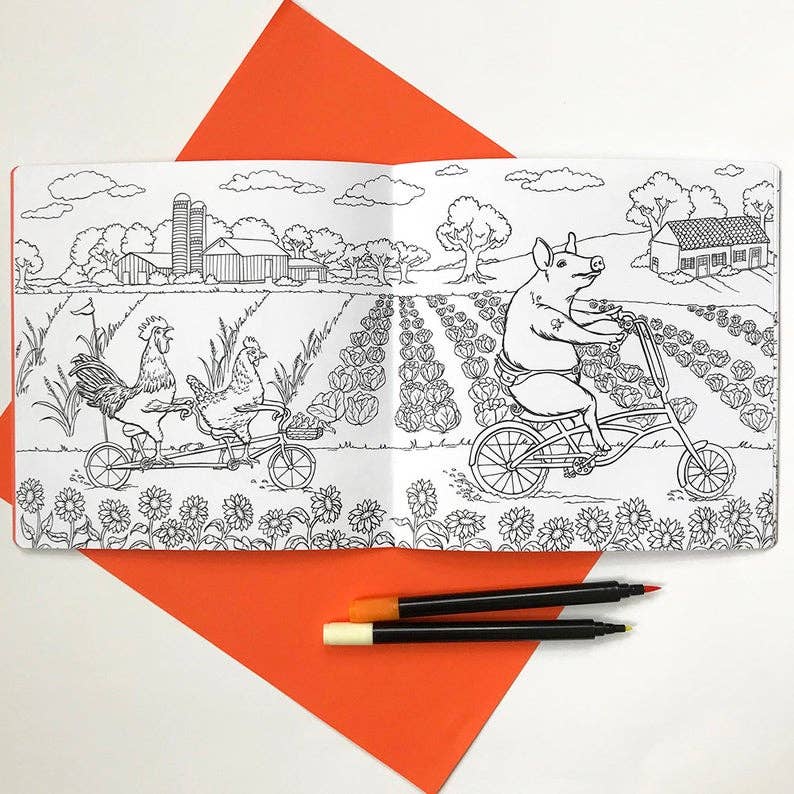 Animals on Bikes Coloring Book