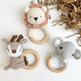 Handmade 100% Cotton Crochet Animal Rattle : Leo the Tiny King
