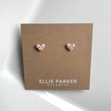 Polka Dot Ceramic Studs | Silver & Gold Dusty Pink Heart