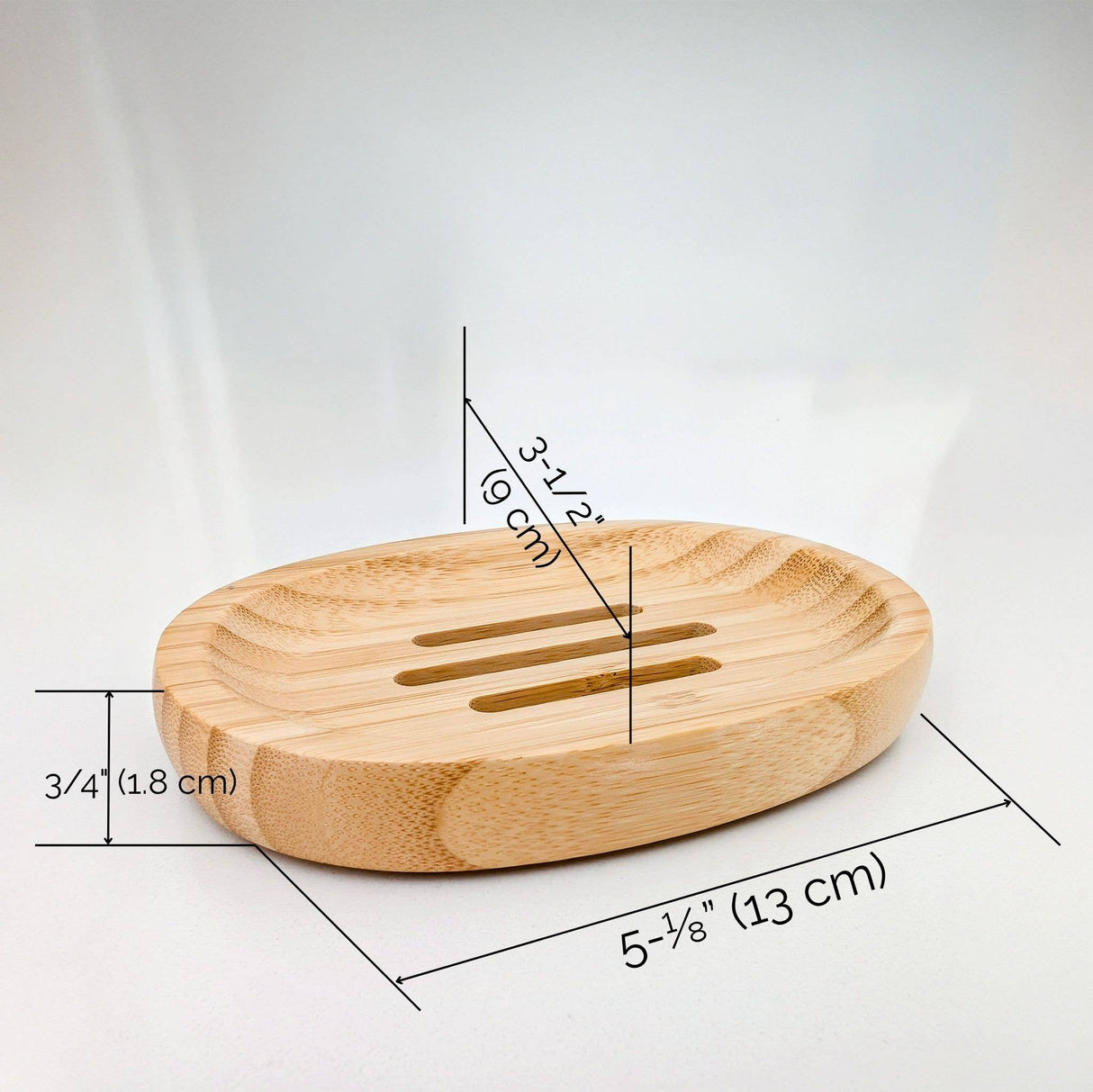 Oval Natural Bamboo Soap Dish with Drainage Slots