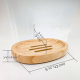 Oval Natural Bamboo Soap Dish with Drainage Slots