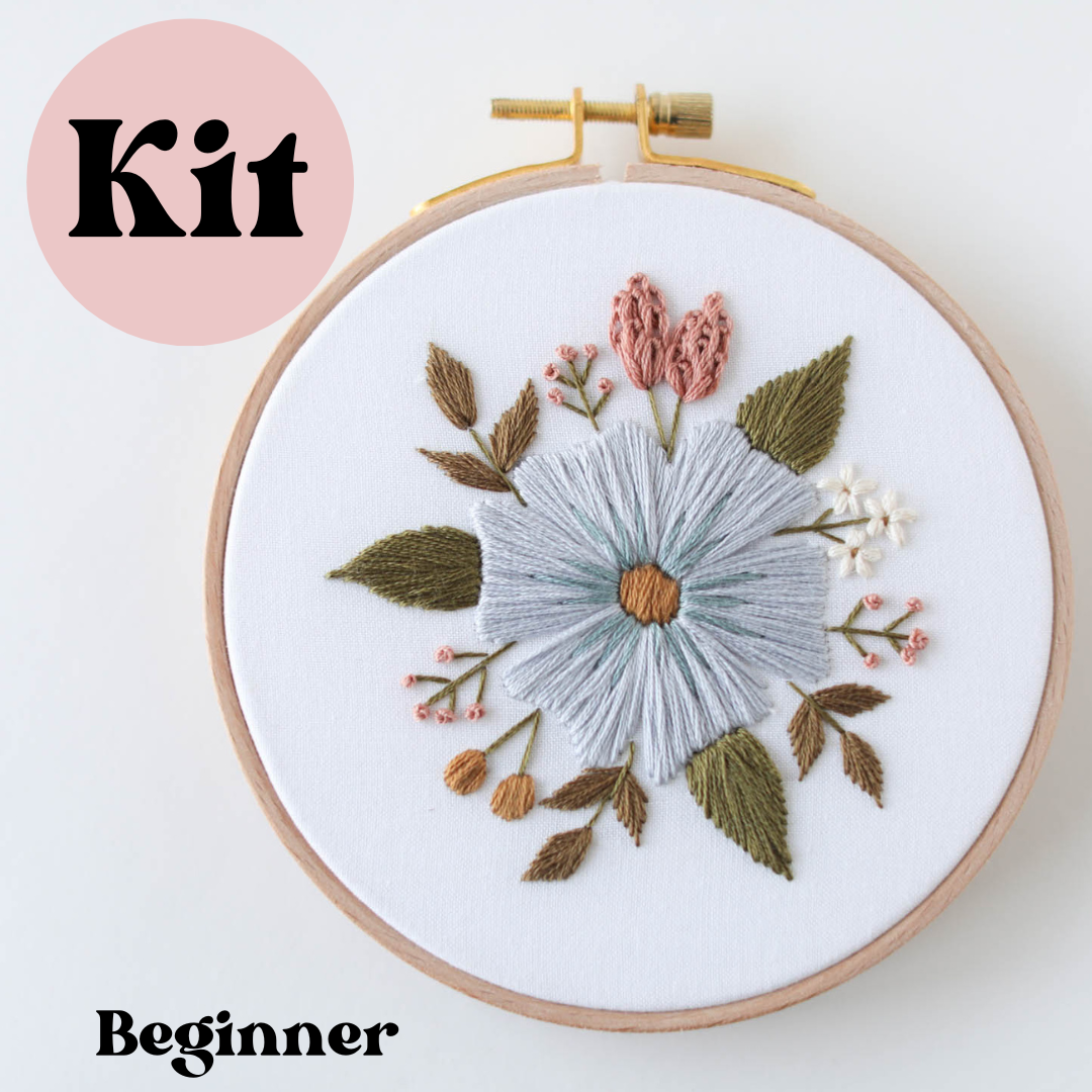 Periwinkle Blooms Embroidery Kit - Beginner