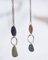 Cairn Stone Necklace: Black / Antique Brass / Green