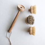 Natural Bamboo Sisal Dish Brush With Replaceable Head: Sisal - Replaceable