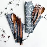 Reusable Handmade Natural Wood Cutlery Set