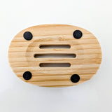 Oval Natural Bamboo Soap Dish with Drainage Slots