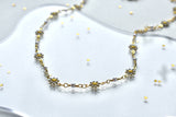 White Daisy Flower Pearl Chain Necklace