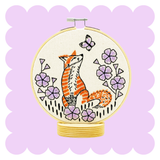 Fox in Phlox Complete Embroidery Kit
