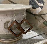 Walnut Wood Earrings - Open Square