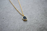 Labradorite Tiny Rectangle Gold Necklace