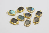 Labradorite Tiny Rectangle Gold Necklace