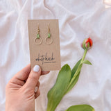 Leather & Small Brass Circle Earrings