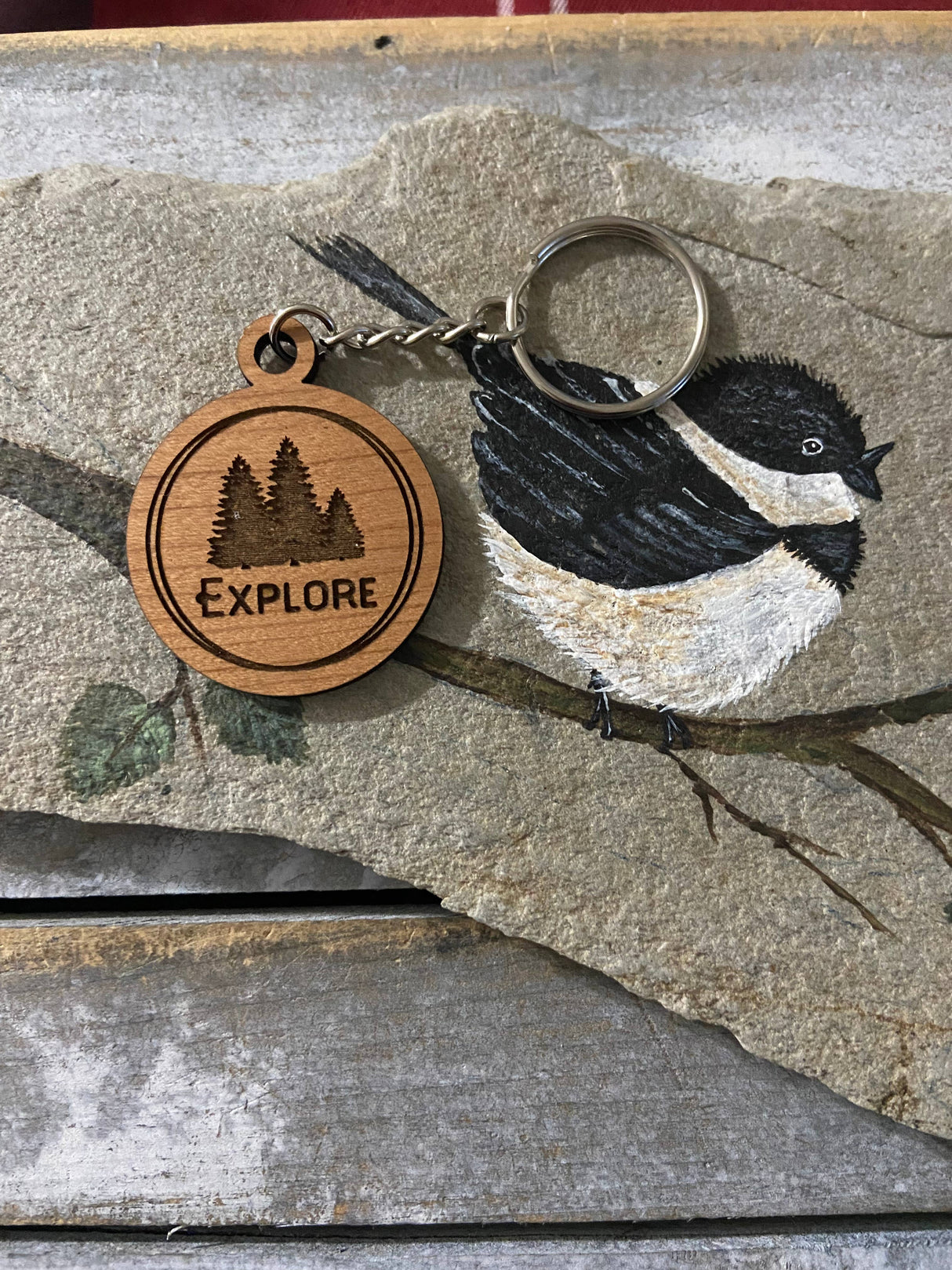 Wooden Keychain - Explore