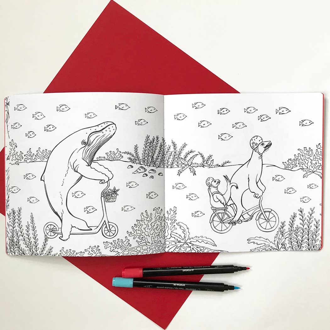 Animals on Bikes From the Jungle to the Sea Coloring Book