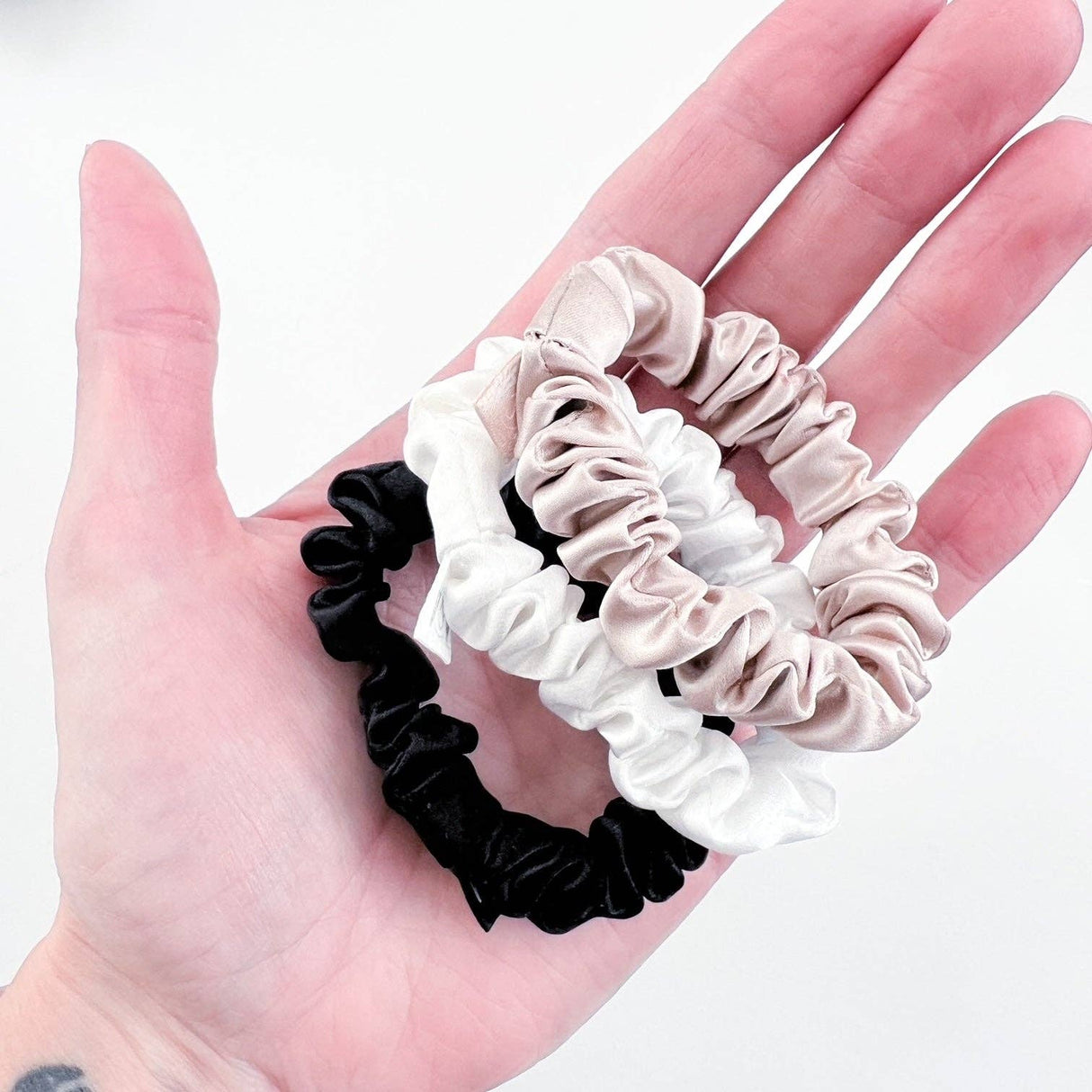 100% Silk Micro Scrunchie Trio