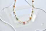 Bright Daisy Flower Pearl Chain Necklace