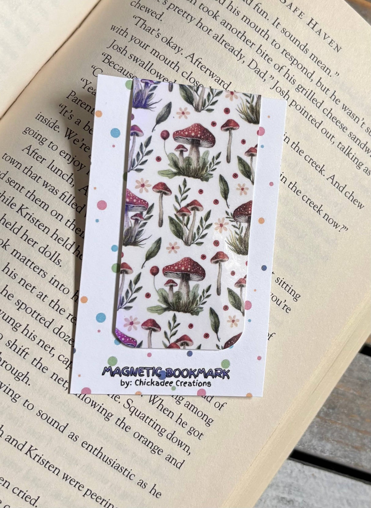 Mushrooms holographic magnetic bookmark