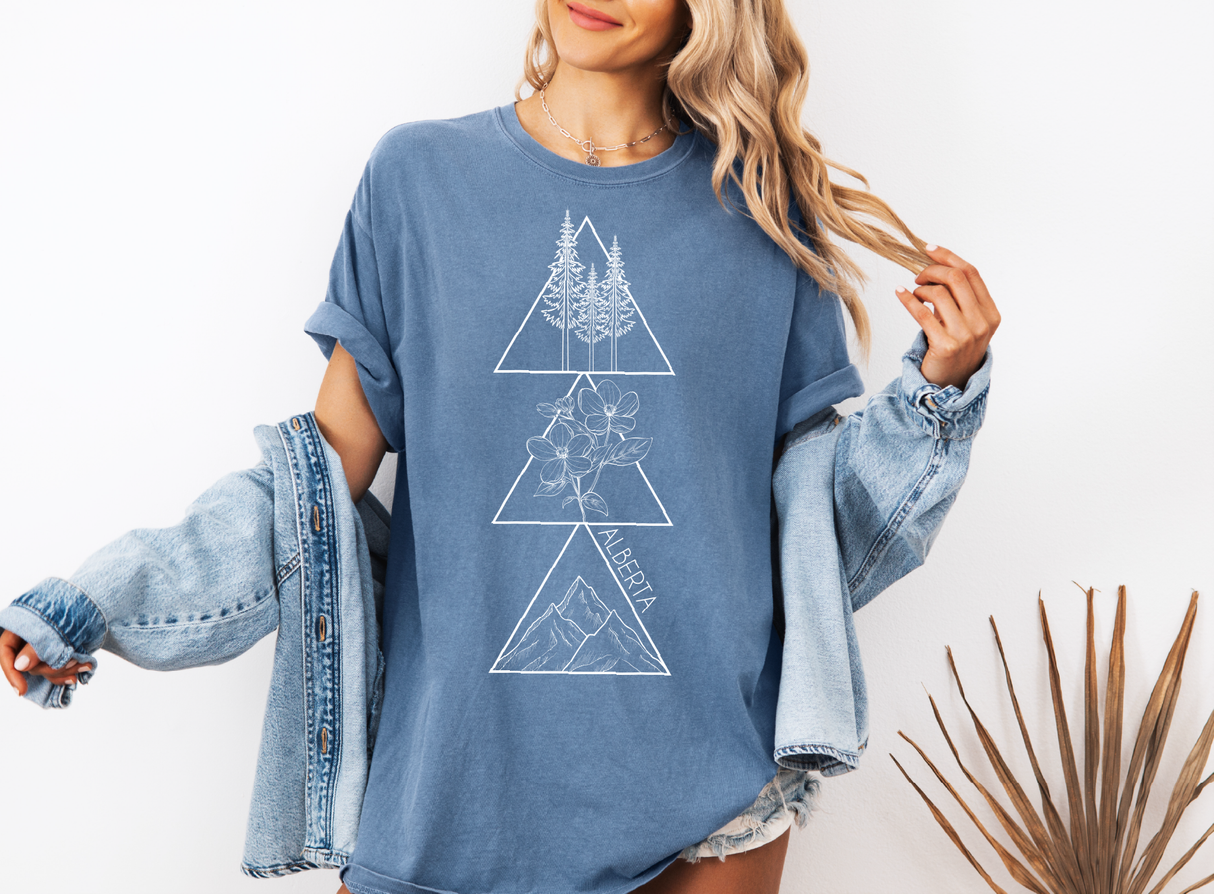 Geometric Alberta Unisex T-shirt - Vintage Blue