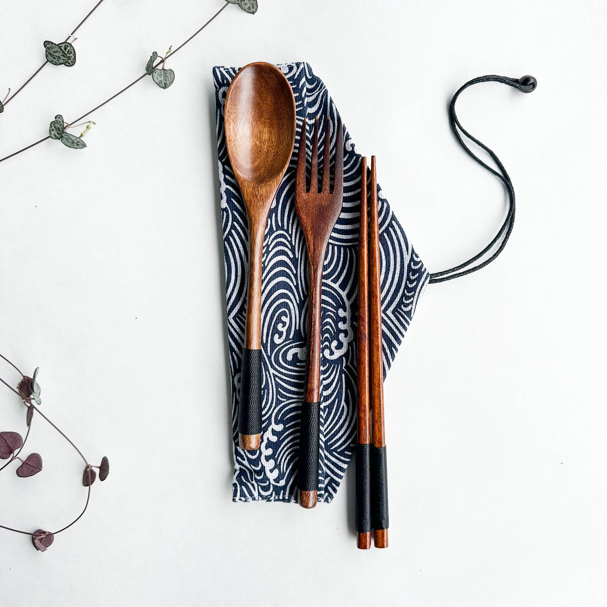 Reusable Handmade Natural Wood Cutlery Set