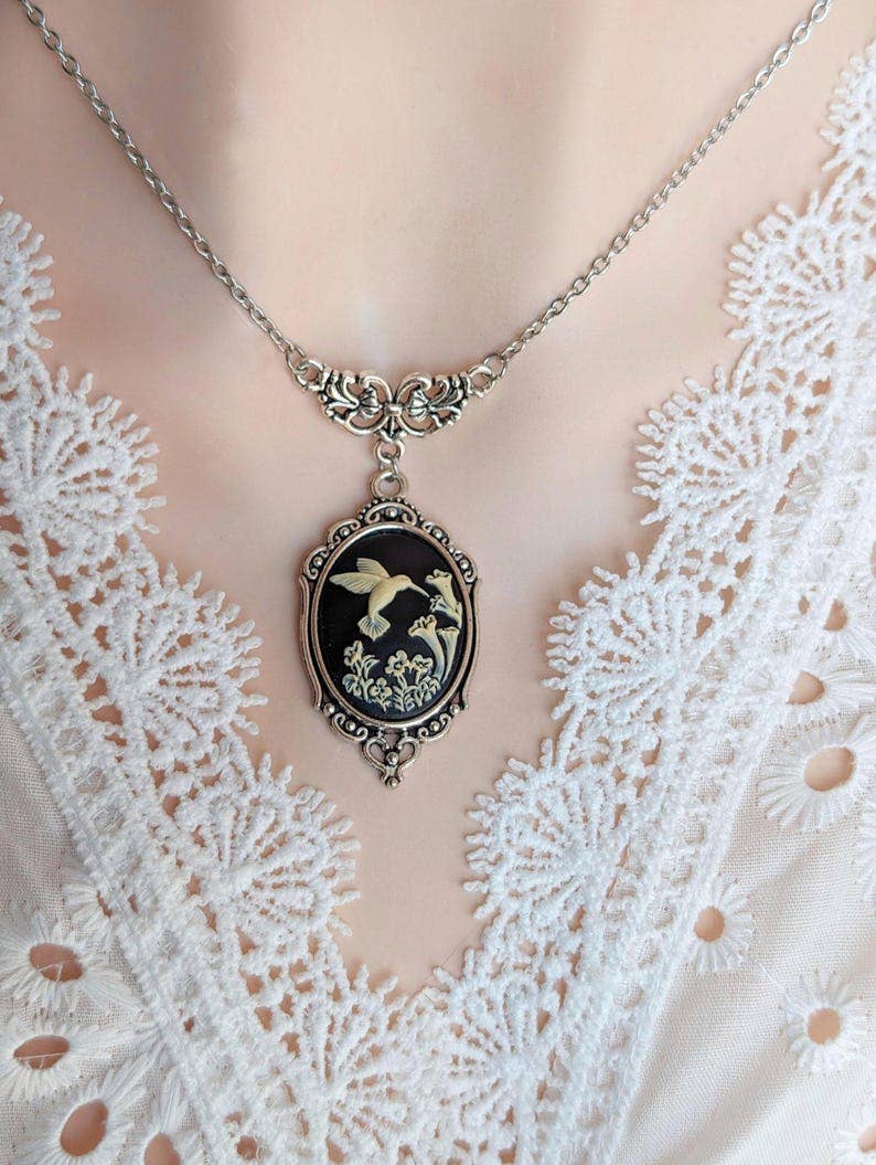 Hummingbird Cameo Necklace